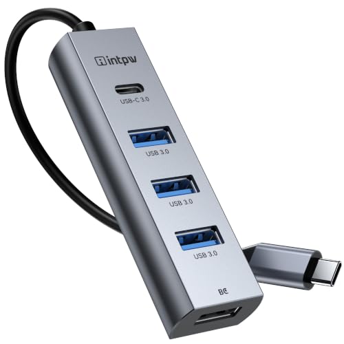 5-Port USB C Hub, intpw USB C to USB Adapter with 1 USB-C/3 USB-A 3.0 Data Ports, 5Gbps Aluminum Multiport USB-C Hub Adapter for Laptop, MacBook, iPad, PC(0.82FT) - color: 0.82ft, size: 5-IN-1
