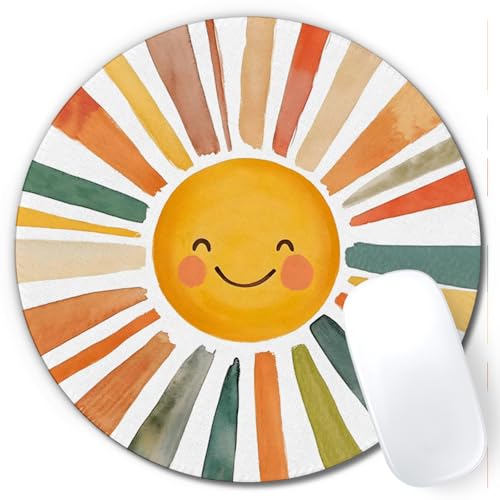 Boho Watercolor Rainbow Sun Mouse Pad,Cute Rainbow Sunshine Mouse Pads Mousepad for Desk Home Office Dorm Computers Laptop, Boho Office Supplies Desk Accessories, 7.9x7.9 Inch - color: Color-2