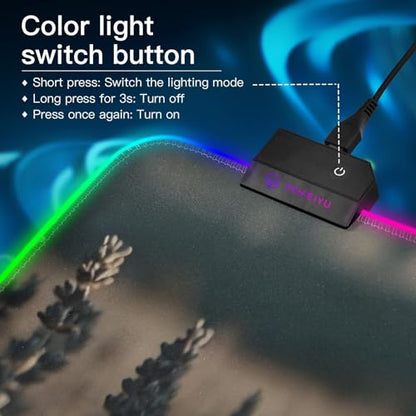 Lavender Dog Print RGB Mousepad Led Mouse Pad Large Gaming Keyboard Pad 15 Light Modes 35.4x15.7 in - size: 35.4×15.7 in