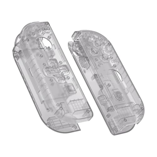 eXtremeRate Clear Black Joycon Handheld Controller Housing (D-Pad Version) with Colorful Buttons, DIY Replacement Shell Case for Nintendo Switch Joy-Con – Console Shell NOT Included - color: Clear Black