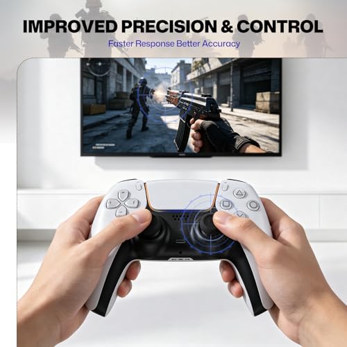NEWDERY Thumb Grips for PS5/PS4 Controllers | 3 Height Options for Enhanced Precision & Control, Anti-Slip Silicone Caps, Compatible with PS5/PS4 Controllers, Black, 12PCS