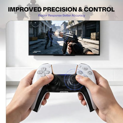 NEWDERY Thumb Grips for PS5/PS4 Controllers | 3 Height Options for Enhanced Precision & Control, Anti-Slip Silicone Caps, Compatible with PS5/PS4 Controllers, Black, 12PCS