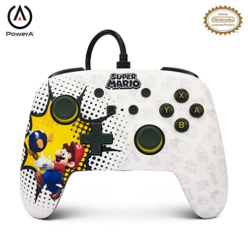 PowerA Enhanced Wired Controller for Nintendo Switch - Bob-omb Blast, Gamepad, game controller, wired controller, officially licensed - color: Bob-omb Blast
