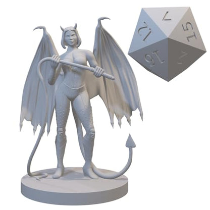 Succubus and Incubus Miniatures for DND Pathfinder RPG Unpainted Resin 28mm-32mm 3D Printed (Succubus Dominatrix)