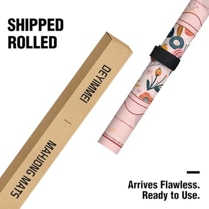 Deyimmei Mahjong Mat for Table - Non-Slip Mahjong Table Cover with Storage Pockets, Perfect Mahjong Accessories & Gifts for Women, Men, and Mahjong Enthusiasts (Blush Garden) - style: Blush Garden