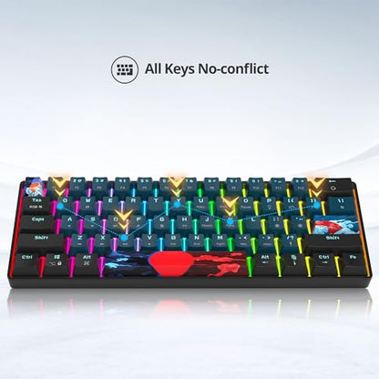 60% Mechanical Keyboard Wired Linear Red Switch RGB Backlight | 60 Percent 61-keys Compact Layout Gaming Keyboard TKL Ultra-Compact Mini RGB Backlit - color: 61 Monster/Red Switch