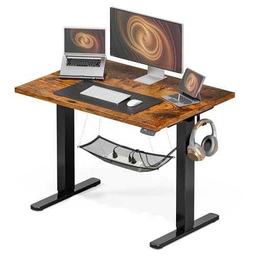 Acrolix Electric Standing Desk with Cable Management,Rustic Brown Height Adjustable Desk with Memory Presets, Sit Stand Table for Work from Home, Ergonomic Computer Desk,40 x 24 inch - color: Rustic Brown, size: 40 inches