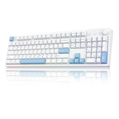 MechLands Vibe108 Full Size Mechanical Keyboard w/Knob, Multimedia Button | Wireless Gaming Keyboard with 10000mAh Battery, RGB Backlits, 104 Keys Hot Swappable, Custom Driver (Vela Silent Switch) - color: Vela Silent Switch