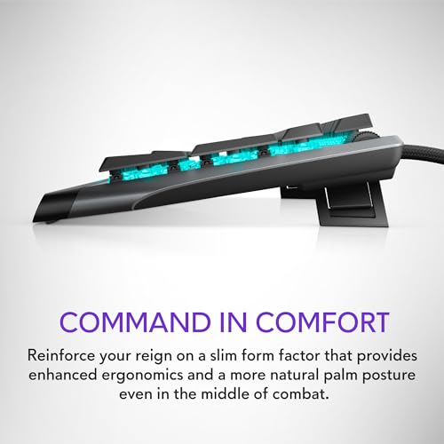 Alienware Low-Profile RGB Gaming Keyboard AW510K, AlienFx Per Key RGB LED Color Backlighting, Media CONTROLS & USB Passthrough, Cherry MX Low Profile Red Switches | USB, Numeric Keypad, Adjustable Height, Media Hot Keys, Dark Side of the Moon, Gaming Read