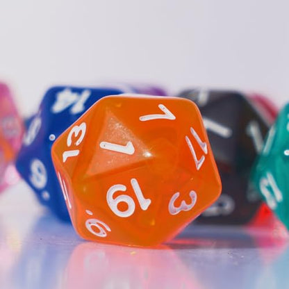 10PC D20 Polyhedral Dice Set 22mm for DND RPG MTG Table Games (Transparent Dice) - color: Transparent Dice