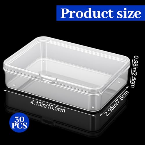 30pcs Plastic Playing Card Boxes,4.1 X 3 X 1 Inches Transparent Clip-On Playing Card Case,Trading Card Storage Box for Men Women Collecting and Classifying