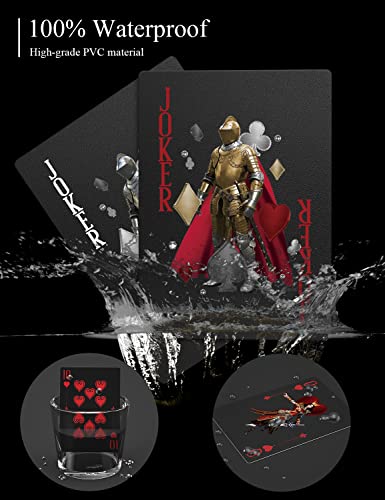 ACELION Waterproof Clear Playing Cards, Plastic Playing Cards, Deck of Cards, Gift Poker Cards (Knight) - color: Black Knight