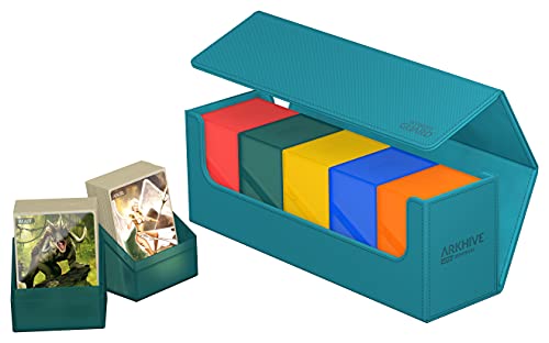 Ultimate Guard Arkhive 400+, Deck Case for 400 Double-Sleeved TCG Cards, Petrol, Compatible with Boulders, Magnetic Closure & Microfiber Inner Lining - color: Petrol, size: 400+