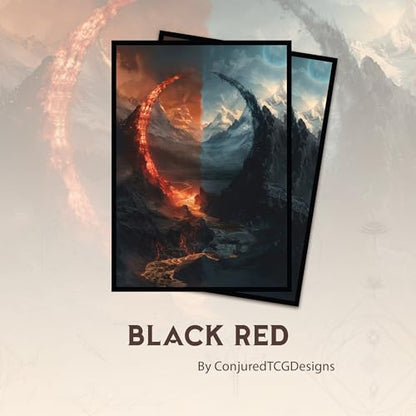 Black Red - MTG Card Sleeves, 104ct, Standard Size, Smooth | Perfect for Double Sleeving, Smudge Resistant Matte Back, Standard 66x92mm - Compatible with Magic The Gathering & TCG Cards - color: Black Red