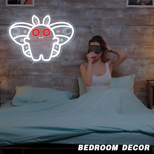 Mothman Neon Sign Cute LED Cryptid Wall Art Cartoon Neon Light for Kids Room Decor Mysterious Creature Light Gift for Fans(14.8 * 10.6inch) - style: Mothman