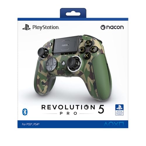 Nacon Revolution 5 Pro Officially Licensed PlayStation Wireless Controller | For PS5 / PS4 / PC - Hall Effect Joysticks and Triggers, Trigger Stops, Mappable Buttons, 8-way and 4-Way D-pad - Field Camo - color: Field Camo