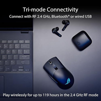 ASUS ROG Keris Wireless Aimpoint Gaming Mouse – Right-Handed Ergonomic, 75g, Tri-Mode Connectivity, 42K DPI, up to 119Hr Battery, PC/Mac Support - Black - color: Black, style: Keris