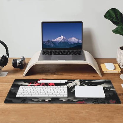 Extended Gaming Mouse Pad, Large Desk Mat XL Anime Mouse Pad Waterproof with Stitched Edges, Non-Slip Desktop Pad for Home and Office, Level Up Your 31.5x11.8 Inch (Snow Mountain) - color: Snow Mountain