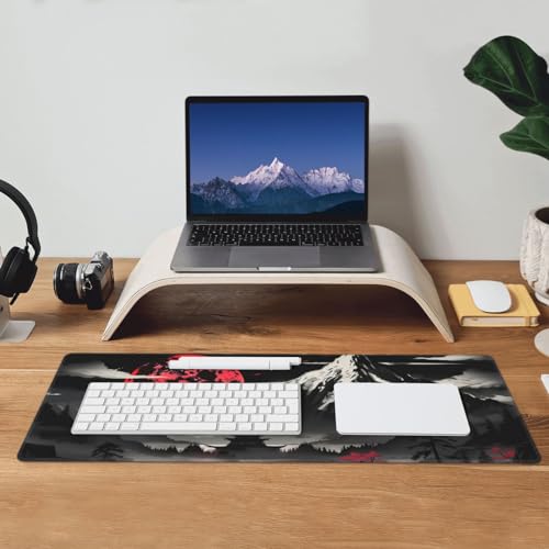Extended Gaming Mouse Pad, Large Desk Mat XL Anime Mouse Pad Waterproof with Stitched Edges, Non-Slip Desktop Pad for Home and Office, Level Up Your 31.5x11.8 Inch (Snow Mountain) - color: Snow Mountain