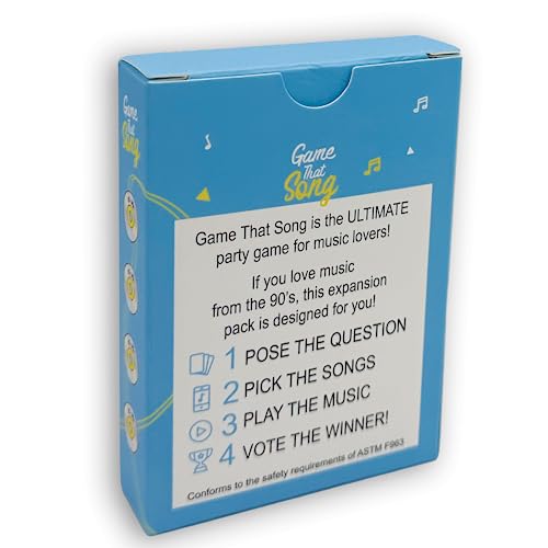 Game That Song 90's Mix Expansion - 50 New Cards - Music Card Game for Family, Adults, and Teens. Hilarious, Addictive, and Competitive Fun for Game Nights! - style: Retro