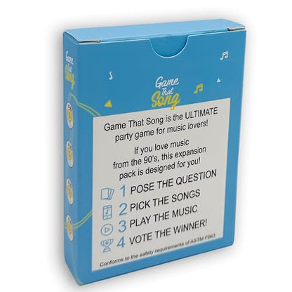 Game That Song 90's Mix Expansion - 50 New Cards - Music Card Game for Family, Adults, and Teens. Hilarious, Addictive, and Competitive Fun for Game Nights! - style: Retro