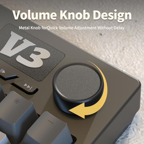 AJAZZ AK35I V3 104-Key Full Size Wired Gasket Mount Gaming Keyboard with Multimedia Buttons & Knob Control | Five Layer Pad | OEM Profile PBT Keycaps | Blue Backlit Custom Keyboard - color: AK35i V3 Black Wired