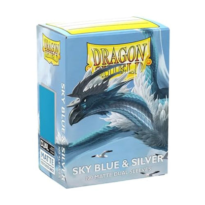 Dragon Shield | Matte Dual Standard Size Card Sleeves | 100ct - Smooth & Tough Premium TCG Sleeves - Compatible with Pokemon, One Piece, and Magic: The Gathering | Sky Blue & Silver - color: Sky Blue & Silver