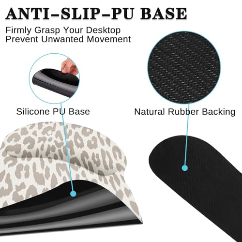 Arttown Keyboard Mouse Pad Set, 4 in 1 Desk Mat Set Leopard Animal | Skin Khaki Large Mousepad+Keyboard Wrist Rest+Mouse Wrist Rest+Coaster Ergonomic Design for Home Office Computer - color: Light Khaki Leopard