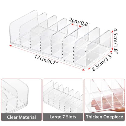 Hipiwe 2 Packs Mail Organizer Plastic Cash Tray for Desk - 7 Slots File Organizer Clear Desktop Bill Divider Holder for Paper Envelope Document Book Money Eyeshadow Makeup Palette