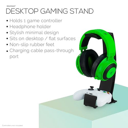 BRAINWAVZ Headphone Stand & Game Controller Holder – Sleek Headset Hanger & Gamepad Stand for Xbox, PlayStation, Legacy, Retro & More – (UGDS16) - color: UGDS16