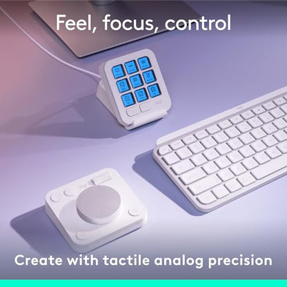 Logitech MX Creative Console 9 Customizable Keys - Pale Grey | Stream Deck accessories, graphic design, Adobe, Zoom, Spotify, 3-month Adobe Creative Cloud membership - color: Pale Grey