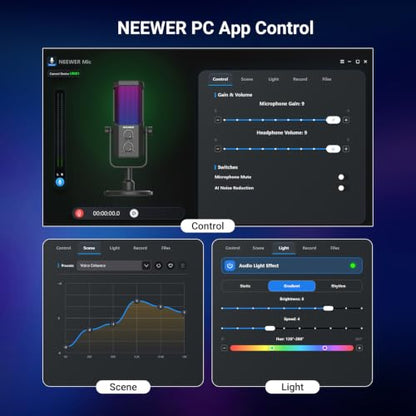 NEEWER UM01 AI Noise Canceling USB Microphone, Plug & Play Cardioid RGB Condenser Mic Mute/Music Sync/App Control for Android Windows PC Mac PS4/5 Gaming Recording Streaming Podcasting Studio Computer