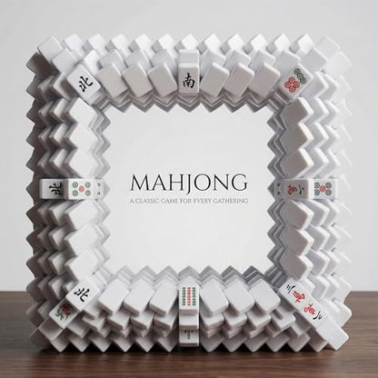 American Mahjong Tile Set, 166 White Tiles Mahjong Set, 4 Transparent All-in-One Rack/Pushers, Travel Game Set with Green Printed Carrying Bag - color: Green