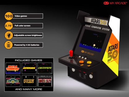 My Arcade Atari Micro Player Pro: 100 Arcade Games, 6.8" Portable Game | Retro Gaming, Atari 2600, Arcade Classics - style: Atari