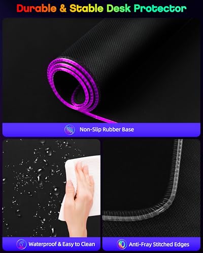 Magnetic Wireless Charging Mouse Pad Gaming, 31.5"x15.8" Large Desk Mat | RGB Mousepad, Smooth Glide, Stitched Edge, Non-Slip Rubber Base, Desk Pad Computer Keyboard Mat, with Adapter - color: RGB-Adatper