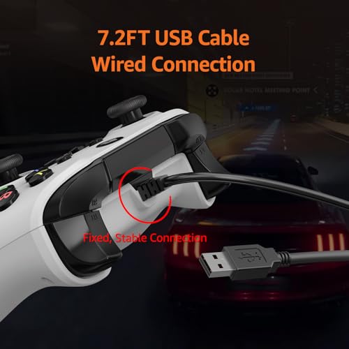 IWGAME Wired Controller for X-BOX ONE/PC, Gamepad with 3.5mm Audio Jack&Dual Vibration, Support Turbo Function, Compatible with X-BOX One/One S/X, X-BOX Series S/X, PC (White) - color: White