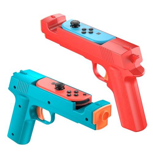 FASTSNAIL Switch Shooting Gun Controller Grips for Nintendo Switch 1/OLED | Replacement for Joy-Con Gun Holder, Switch Handle Kit, Ergonomic Design, Switch Controller Grip for Joycon, Blue/ Red, 2 Pack - color: Blue+Red