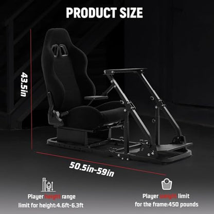 Dardoo More Stable Racing Simulator Cockpit with Game Seat Fit for Logitech G920 G923,for Thrustmaster T150,for Fanatec Steering Wheel Stand with Reinforcement Bars,Not Included Steering Wheel & Pedal