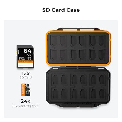 K&F CONCEPT 36 Slots Memory Card Case with 4-in-1 Card Reader | Anti-Shock Card Carrying Storage Case for 24 Micro SD/TF/, 12 SD/SDXC/SDHC Cards - size: For 24 Micro SD(TF)+12 SD+Card Reader