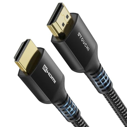 Stouchi 8K@60 HDMI Cables 8ft, 48Gbps High Speed HDMI® Cable Braided Nylon 4K120 144Hz RTX 3090 eARC HDR10 4:4:4 HDCP 2.2&2.3 Compatible for PS5, PS4, UHD TV and PC, Black - color: Black, size: 8ft