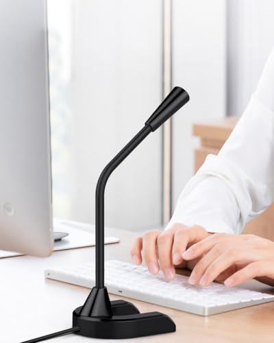 USB Microphone for Streaming, 360° Omnidirectional Condenser Mic with Noise Canceling, Adjustable Gooseneck, Plug & Play for Gaming Podcast Conference Recording Teaching Compatible with PC Laptop