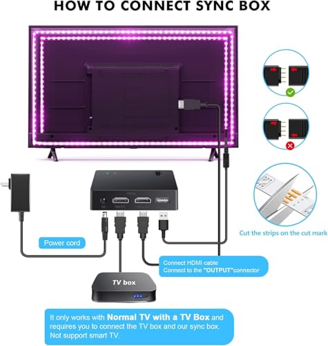 Nexillumi HDMI LED Lights for TV, 32.8ft TV LED Backlight for 70-100 Inch, RGB LED Strip Lights Behind TV, APP Remote Control Music Sync TV Led Lights for Bedroom - size: HDMI 32.8ft for 55"-85" TV