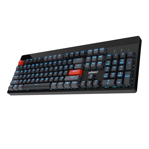 Adesso Easytouch 1300 Mechanical Keyboard, RGB Illuminated | Hot Swappable Red Switches, Wired Wireless Bluetooth, Gaming, Copilot AI Hotkey, Windows Mac