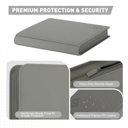 Premium Card Binder 12 Pocket for 720 Pockets Trading Card Binder, PU Zipper Card Collection Album, Sturdy Side-Loading Card Book Holder for MTG, TCG, Game Cards, Sports Cards - color: 12 Deep gray