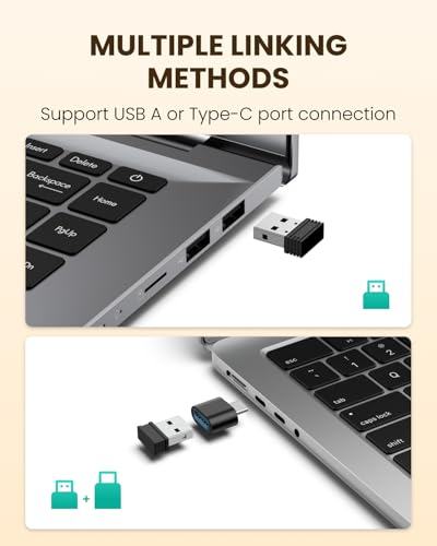 POJTK Ergonomic Wireless Rechargeable Mouse, Bluetooth+USB A+Type C(3 in 1) Connection, 5 Levels Up to 4800 DPI, 6 Silent Buttons, 2.4GHz Carpal Tunnel Vertical Mice, for Laptop, Desktop,MacBook-black