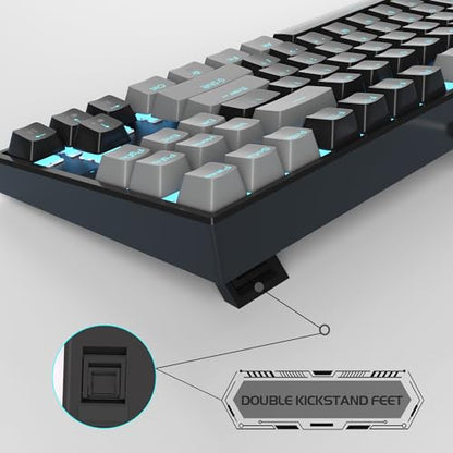 MageGee 75% Mechanical Gaming Keyboard, Red Switch, LED Blue Backlit, 87 Keys Compact TKL Wired Computer Keyboards for Windows Laptop PC Gamer - Black/Grey - color: Black Grey/Red Switch
