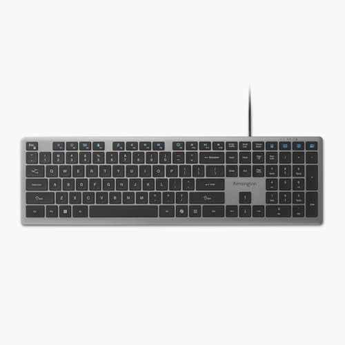 Kensington KB515 USB-C Wired Keyboard, QWERTY Full-Size Layout, Quiet Scissor-Switch Keys, Programmable, Copilot Hotkey, USB-A Adapter Included, Compatible with Windows, Black (K75410NA) - size: Full size, style: Wired