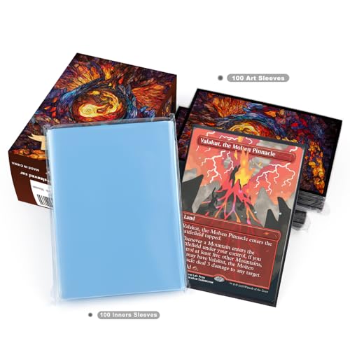 Katomula 100 MTG Card Sleeves with 100 Inner Sleeves, Textured Back Art Sleeve, Fit Standard Size Cards - Mountain - color: Mountain