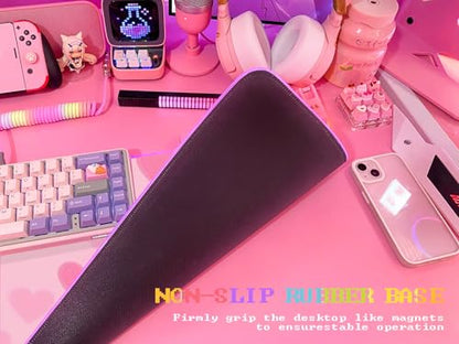JMIYAV Pink Love Heart RGB Gaming Mouse Pad 31.5x12 Inch Cute Mousepad PC XL Large Extended Glowing Led Light Up Desk Pad Non-Slip Rubber Base Computer Mat Desk Accessories Gaming Setup Sweet Hearts - color: Sweet Hearts