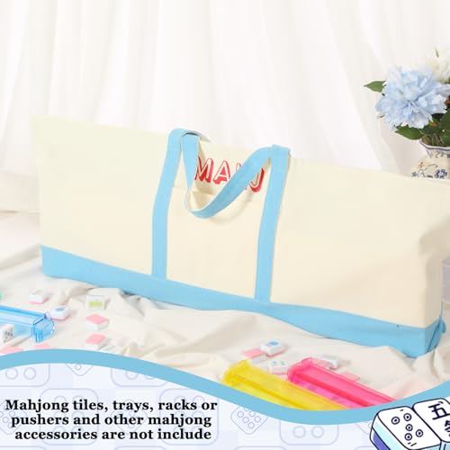 Mahjong Bag for Tiles and Racks Empty American Mahjong Tiles Carrying Tote 31.5 x 12 x 4 Inches Canvas Tile Games Accessories Gifts for Card Pushers Rack Mat Carrying (Case Only) (Blue) - color: Blue
